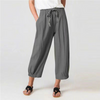 Women'S Fashion Casual Cotton Linen Loose Drawstring Cropped Pants