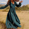 Women Ramadan /Eid Fashion Casual Loose Solid Color Swing Dress