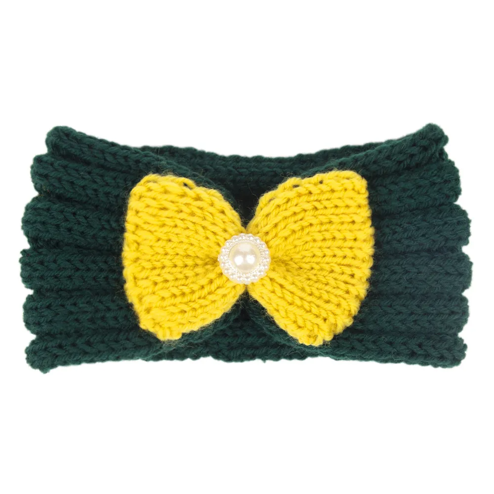 Kids Cute Bowknot Bunny Ears Wool Warm Headband