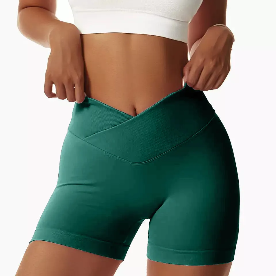 Women Fashion Solid Color Sports Tight Yoga Shorts