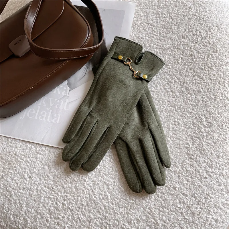 (Buy 1 Get 1) Women Fashion Suede Warm Fingerless Touch Screen Gloves