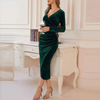 Women Fashion Sexy V-Neck Long Sleeve Tight Dress