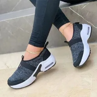 Women Fashion Plus Size Casual Fly Woven Elathe Strap Sneakers