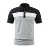 Men Business Casual Stitching Color Block Short Sleeved Lapel Polo Shirt