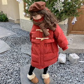 Kids Toddler Big Girls Winter Fashion Casual Solid Color Zipper Stand Collar Hooded Down Coat