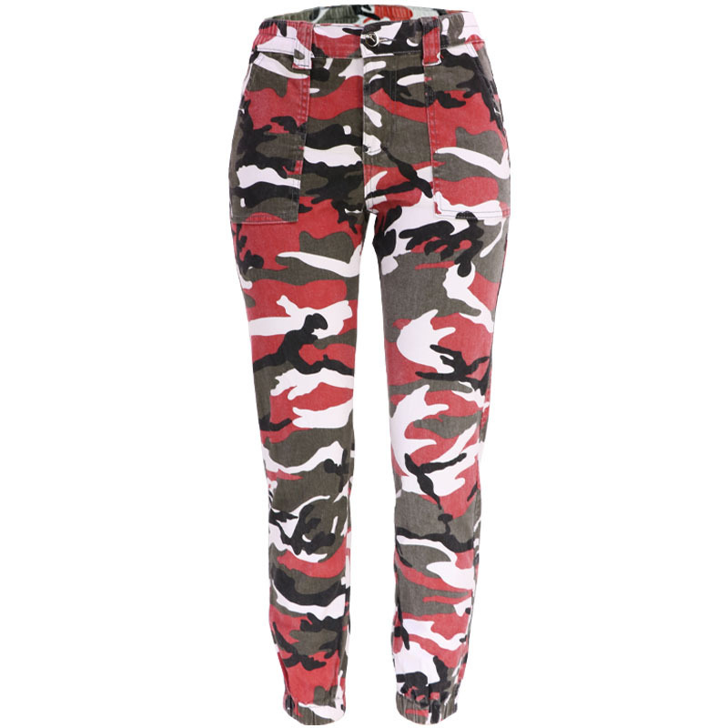 Women'S Fashion Casual Camouflage Printing Denim Trousers