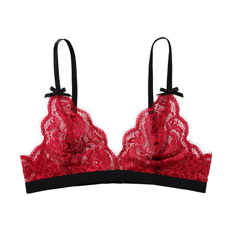 3 Pieces Women'S Sexy Lace See-Through Lace Bowknot Bra