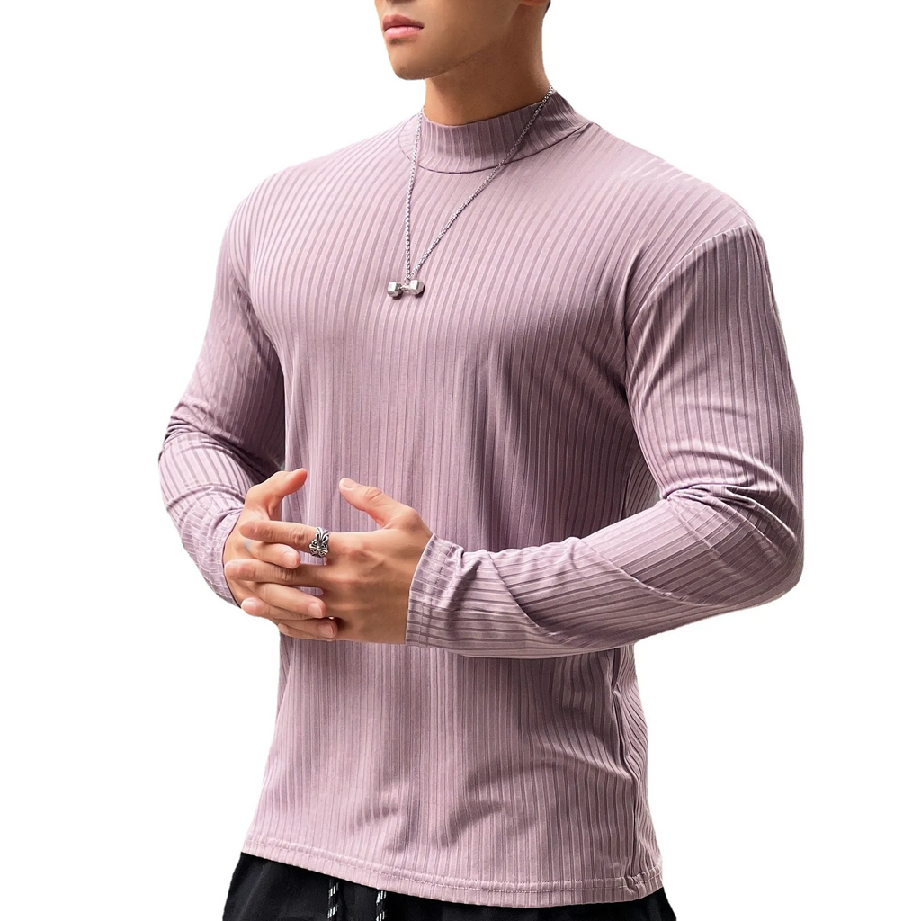 Men Casual Stripe Long-Sleeved Quick-Drying Sports Tight Top