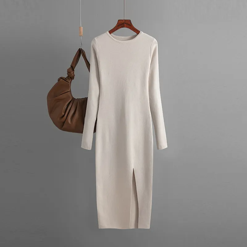 (Buy 1 Get 1) Women Basic Autumn And Winter Casual Solid Color Long Sleeve Knitted Dress