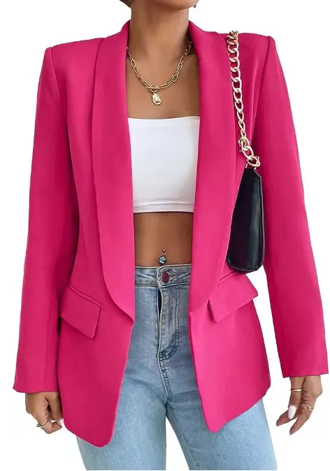 (Buy 1 Get 1) Women Solid Color Casual Lapel Long Sleeve Blazer Coat