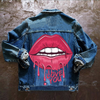 Women Casual Long Sleeves Graphic Printed Single-Breasted Denim Jacket