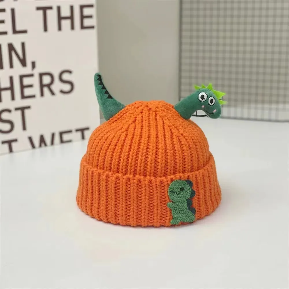 (Buy 1 Get 1) Kids Autumn Winter Casual Cute Cartoon Dinosaur Knitwear Hat