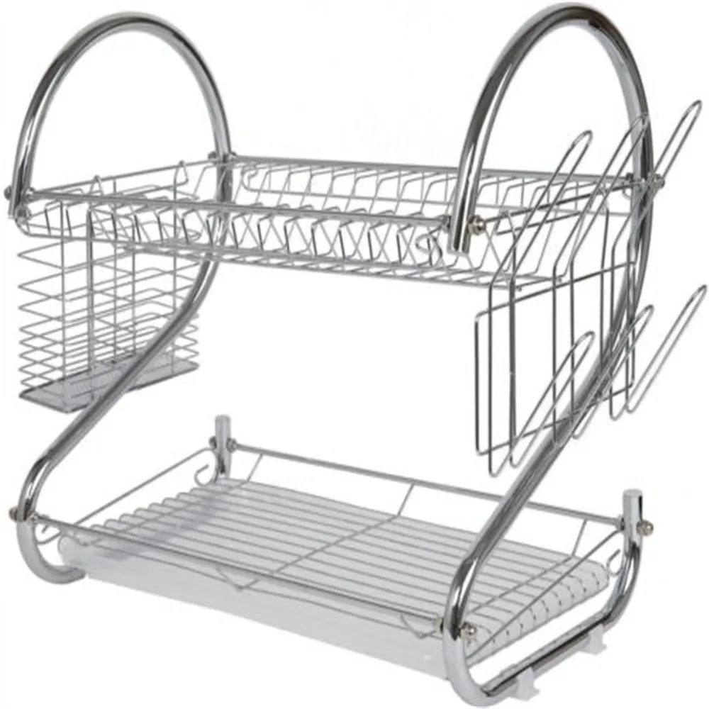 Modern Minimalist Kitchen Stainless Steel S-Shaped Double-Layer Dish Storage Rack