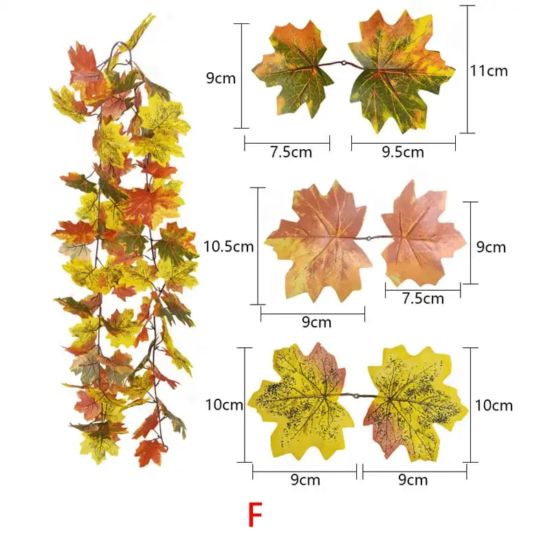 (Buy 1 Get 1) 175cm Halloween Garden Decor Artificial Maple Leaf Vine