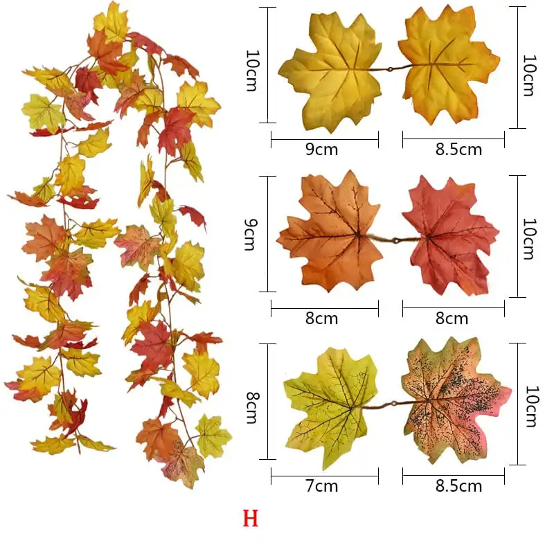 (Buy 1 Get 1) 175cm Halloween Garden Decor Artificial Maple Leaf Vine