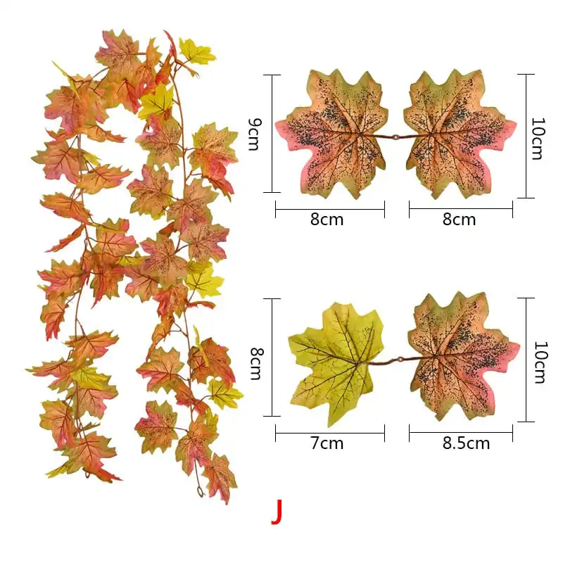 (Buy 1 Get 1) 175cm Halloween Garden Decor Artificial Maple Leaf Vine