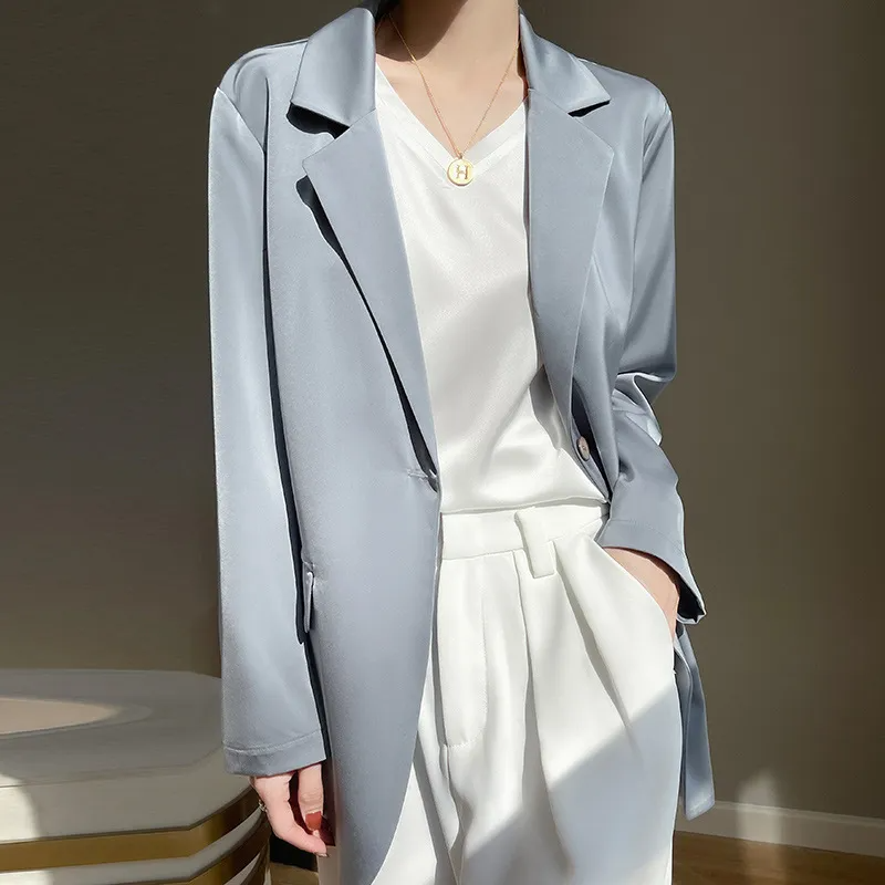 Women Fashion Casual Long Sleeve Solid Color Blazer Coat