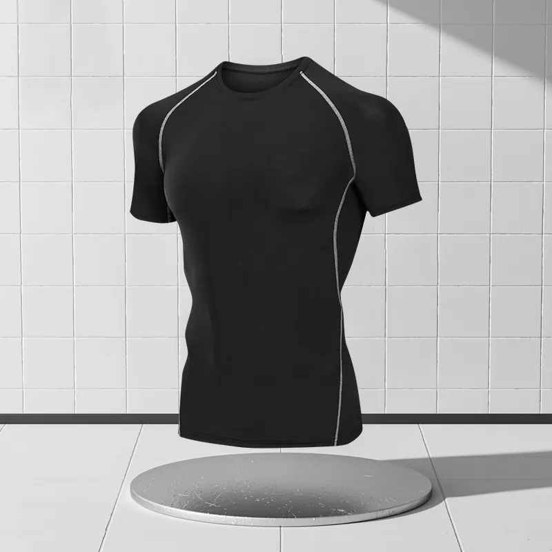 Men Casual Round Neck Short-Sleeved Quick-Drying Breathable Sports Top