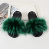 ( 2 pair ) Wholesale Women Winter Fashion Plus Size Faux Fox Fur Plush Flat Slippers