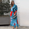 Ramadan /Eid Women Casual Print Loose Shirt Maxi Dress