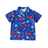 Children Kids Baby Fashion Boys Short Sleeve Star Print Shirt Independence Day Flag