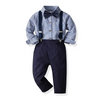 Kids Toddler Boys Spring Autumn Fashion Casual British Style Bow Stripe Shirt Suspender Trousers Party Clothing Set