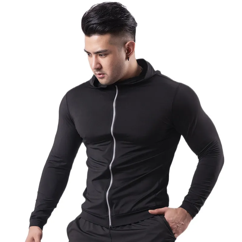 Men Fashion Hooded Long Sleeve Plus Size Sports Stretch Jacket
