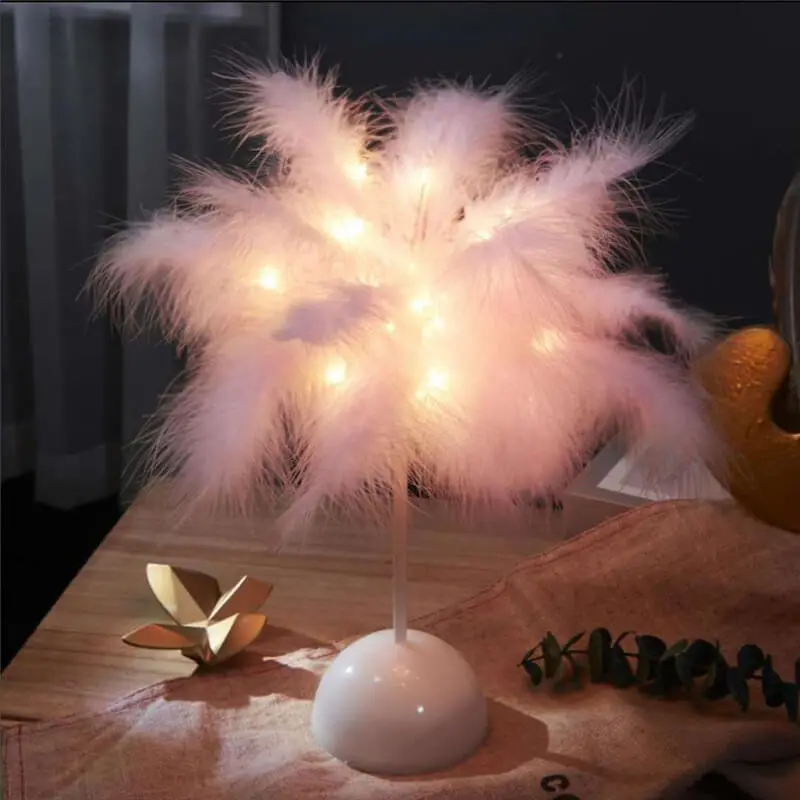 Creative Feather Decoration Bedroom Lamp