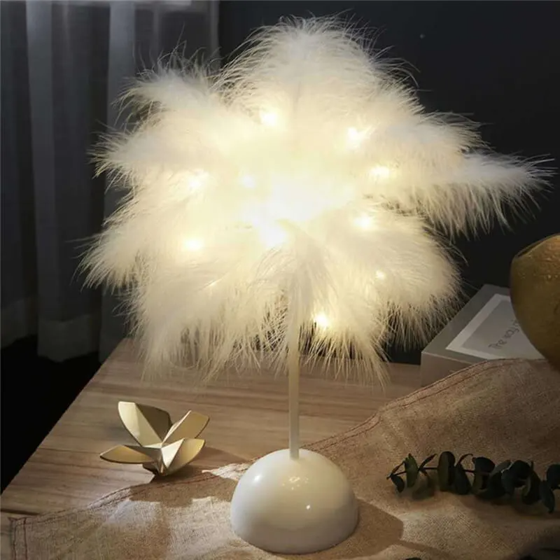 Creative Feather Decoration Bedroom Lamp
