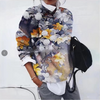 Women Fashion Painting Floral Print Loose Long Sleeve Sweatshirt