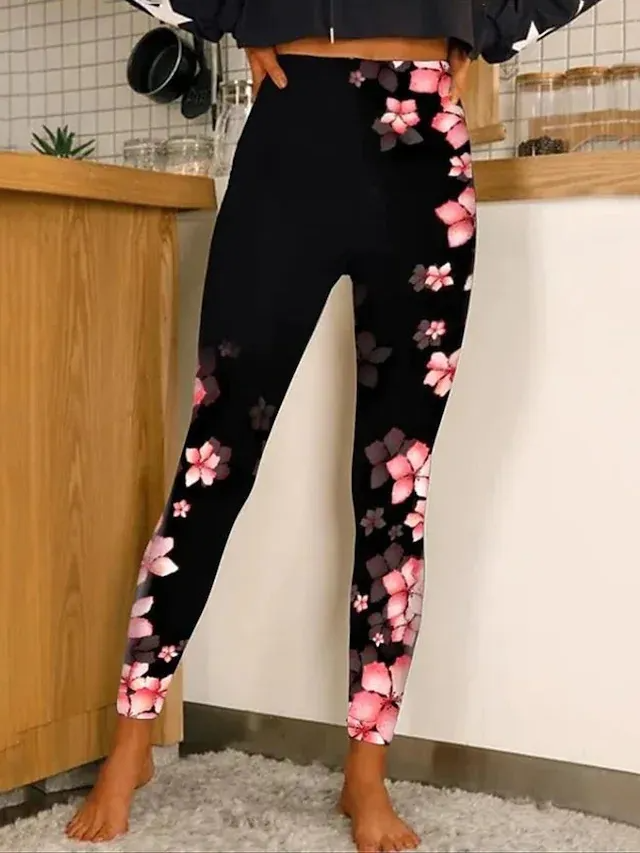 Women Fashion Casual Star Print High Waist Sports Slim Yoga Pants