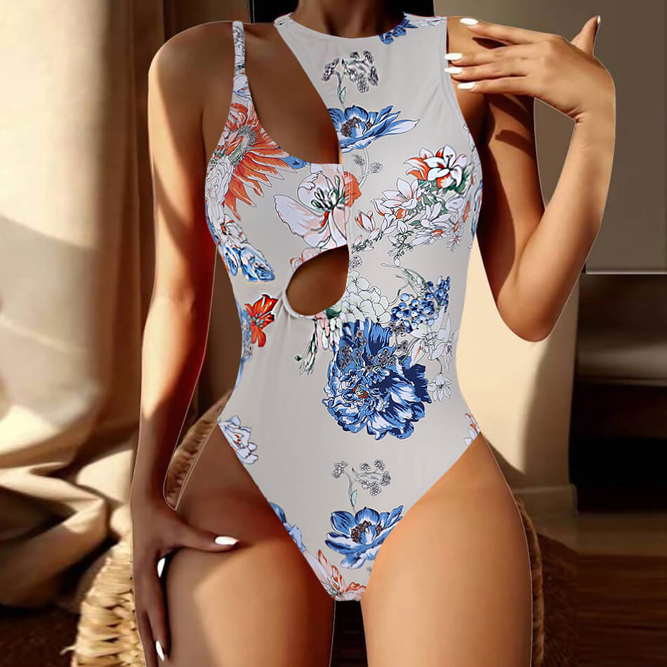 Women Sexy Solid Color Cut Out One-Pieces Swimwear