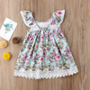 Children Kids Baby Fashion Girls Ruffle Sleeve Flower Print Princess Dress