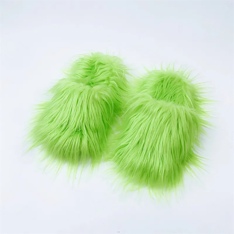 Slippers Imitation Fur Long Hair Edgy Girl Y2k Plush Slippers