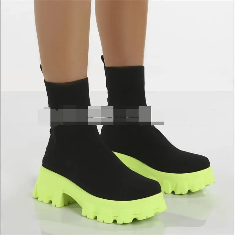 Women Fashion Elastic Round-Toe Short Boots