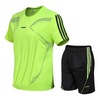 Men Plus Size Sporty Short Sleeve Round Neck Stripe Printed T-Shirt And Shorts Two-Piece Set