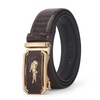 Men Business Cowhide Crocodile Metal Buckle Belt