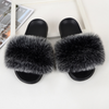 ( 2 pair ) Wholesale Women Winter Fashion Plus Size Faux Fox Fur Plush Flat Slippers