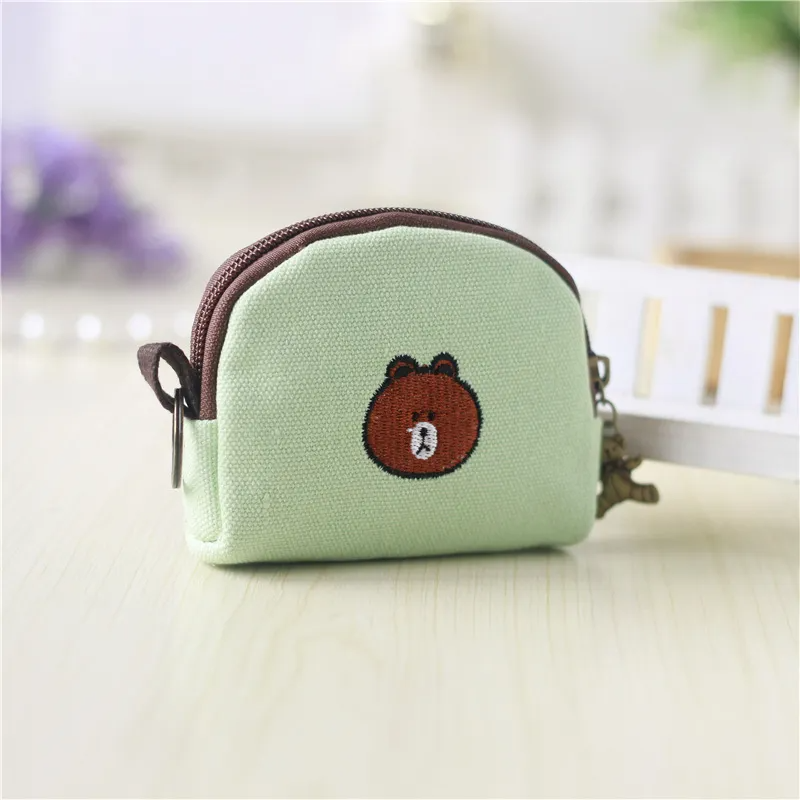 Kids Cute Cartoon Embroidered Canvas Card Holder Coin Purse