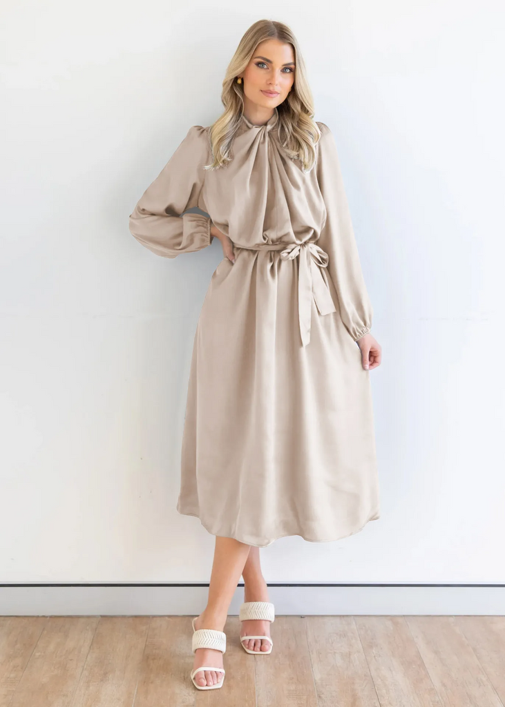 Women Fashion Solid Color Long Sleeve Dress