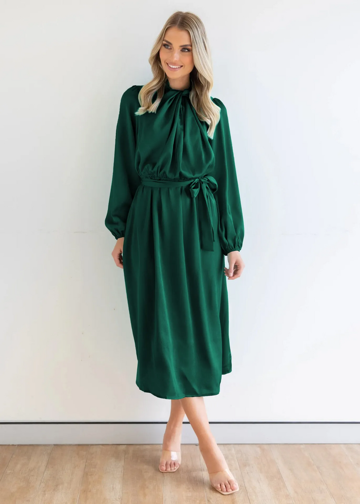 Women Fashion Solid Color Long Sleeve Dress