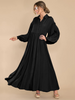 Women Ramadan /Eid Fashion Casual Solid Color Creased Long Sleeve Maxi Dress