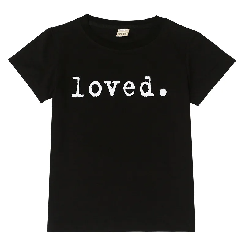 Children Kids Toddlers Fashion Girls Boys Basic Casual Short Sleeve Letter Print Black T-Shirt