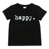 Children Kids Toddlers Fashion Girls Boys Basic Casual Short Sleeve Letter Print Black T-Shirt