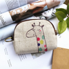 Kids Cartoon Printing Cotton And Linen Key Ring Coin Purse Coin Bag