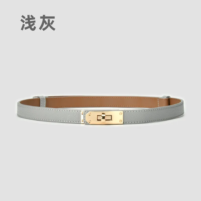 Women'S Casual Fashion Retro Lock Buckle Adjustable Thin Leather Belt