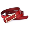 Women Fashion Casual Solid Color Versatile PU Rectangular Metal Buckle Belt