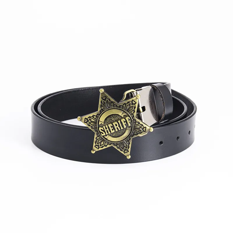 Men Fashion Retro Star Cowhide Leather Belt