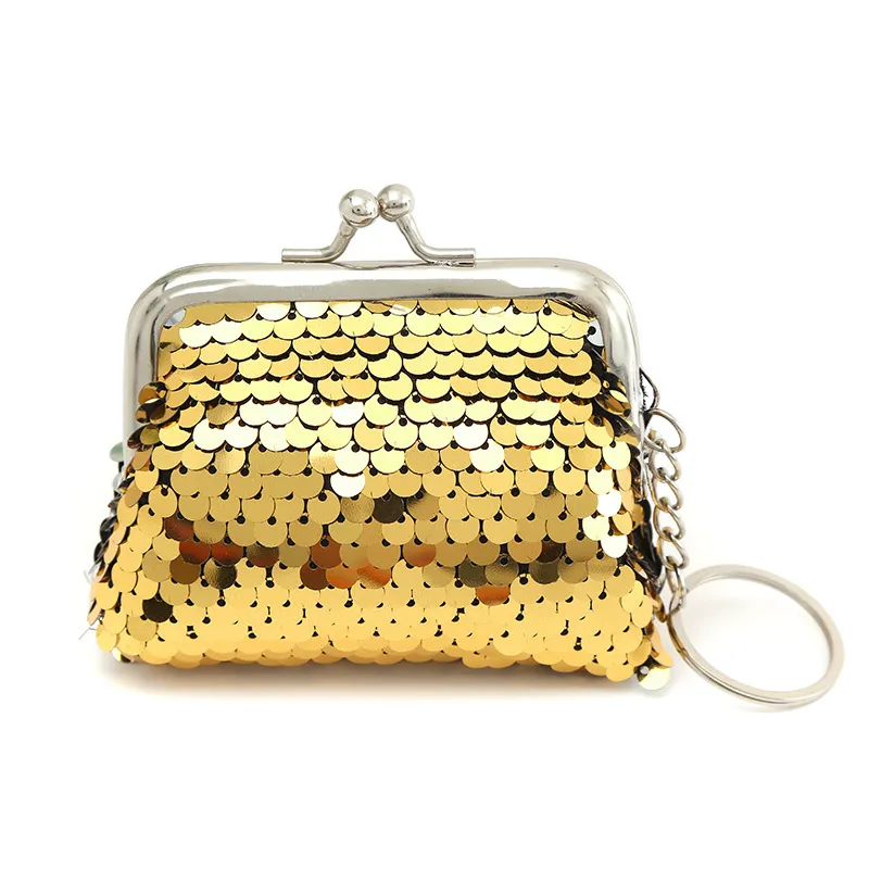 (Buy 1 Get 2) Kids Girls Fashion Cute Solid Color Sequin Mini Wallets Bag