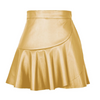 Women Fashion High Waist Ruffled PU Skirt